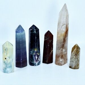 Collection of polished crystal towers
